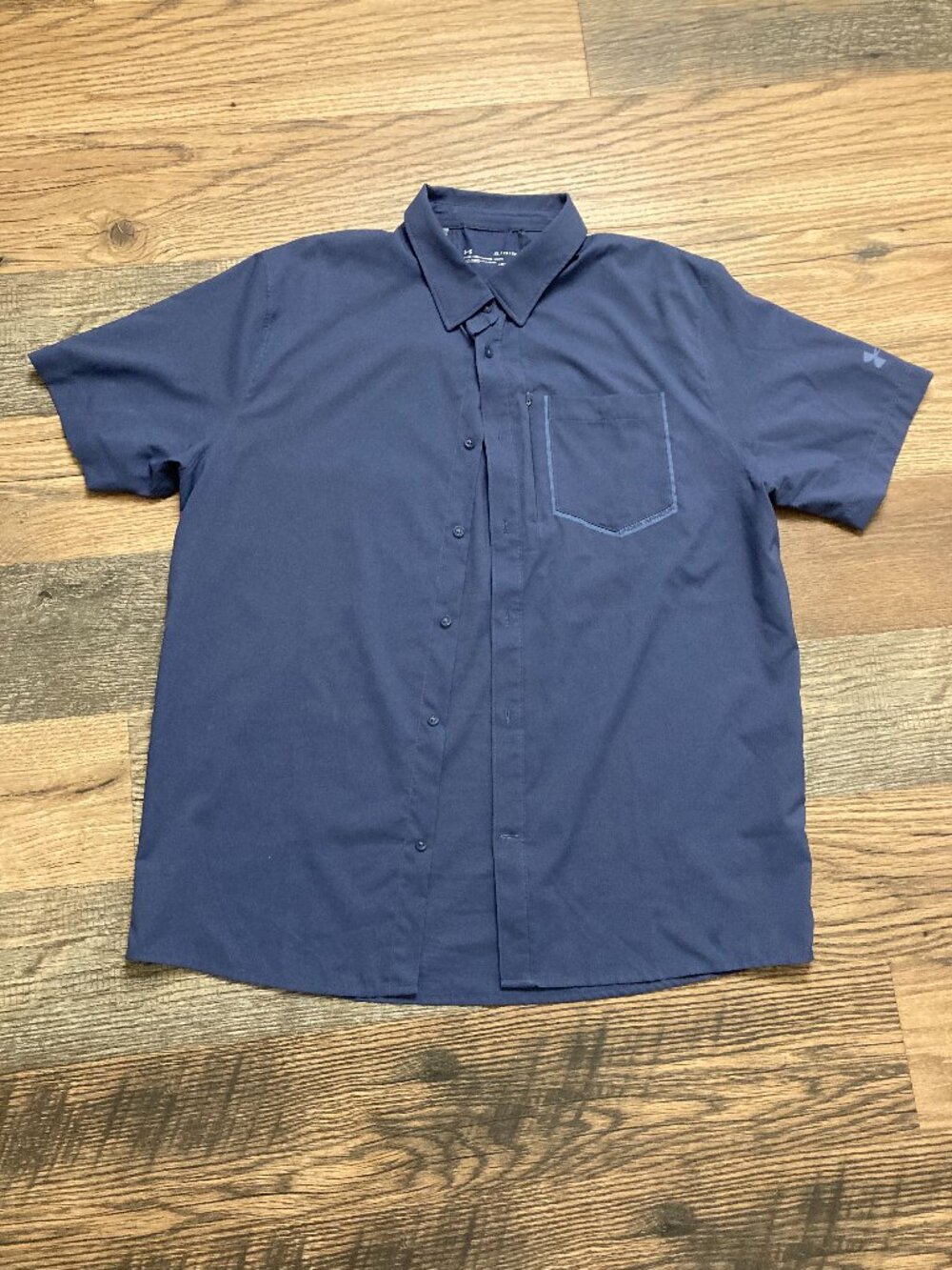 Under Armour HeatGear Shirt Mens XL Blue High Tide Fishing Performance Short Sle